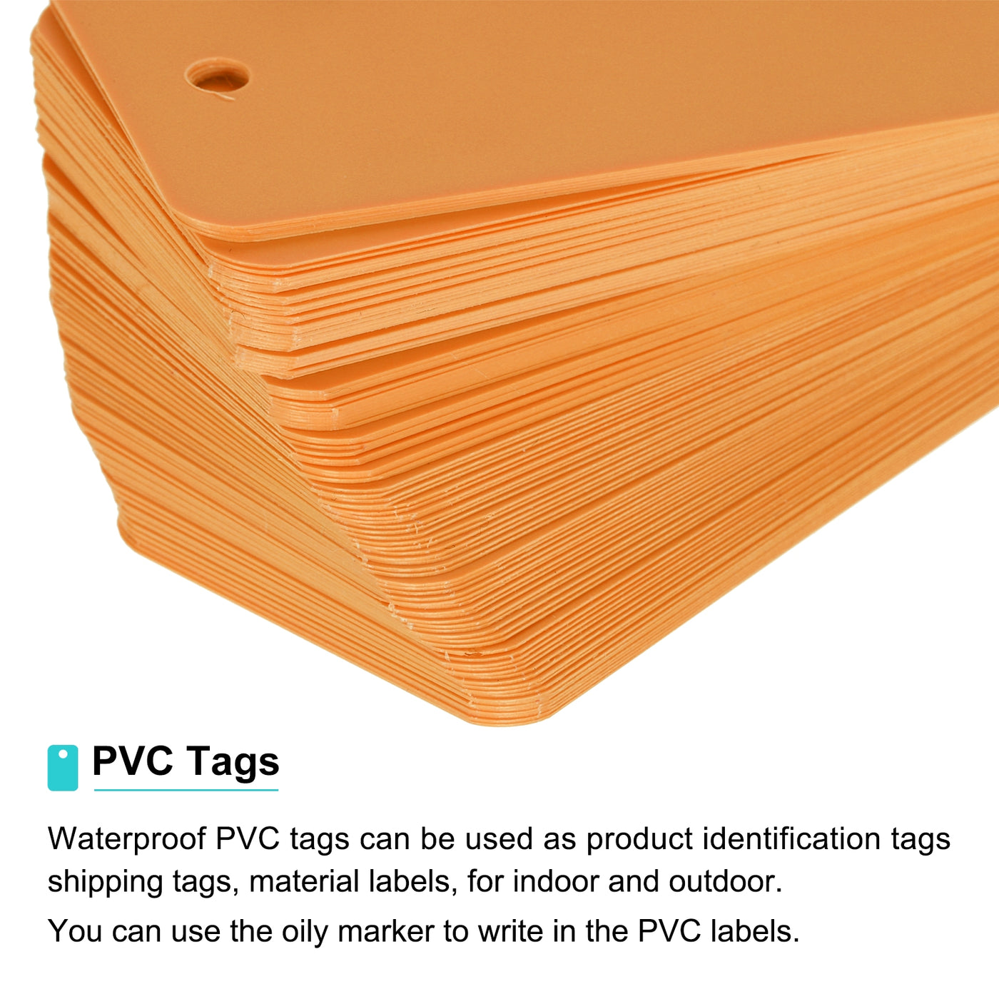 Harfington Waterproof Eyelet Hole Plastic Tags,Outdoor Tags,3.5x6cm Orange 100 Pcs