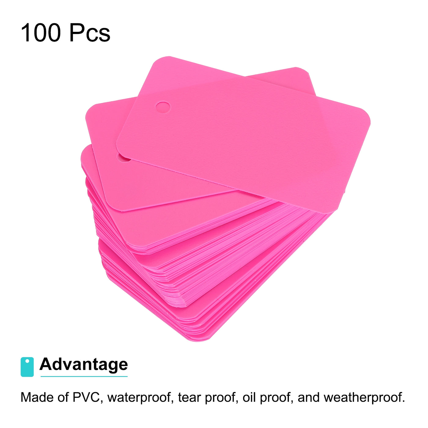 Harfington Waterproof Eyelet Hole Plastic Tags,Outdoor Tags,3.5x6cm Pink 100 Pcs