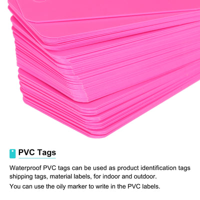 Harfington Waterproof Eyelet Hole Plastic Tags,Outdoor Tags,3.5x6cm Pink 100 Pcs