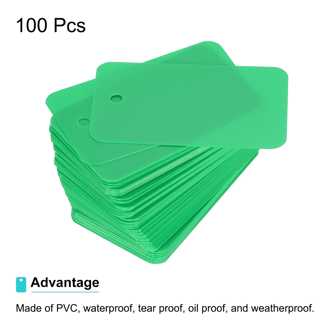 Harfington Waterproof Eyelet Hole Plastic Tags,Outdoor Tags,3.5x6cm Light Green 100 Pcs