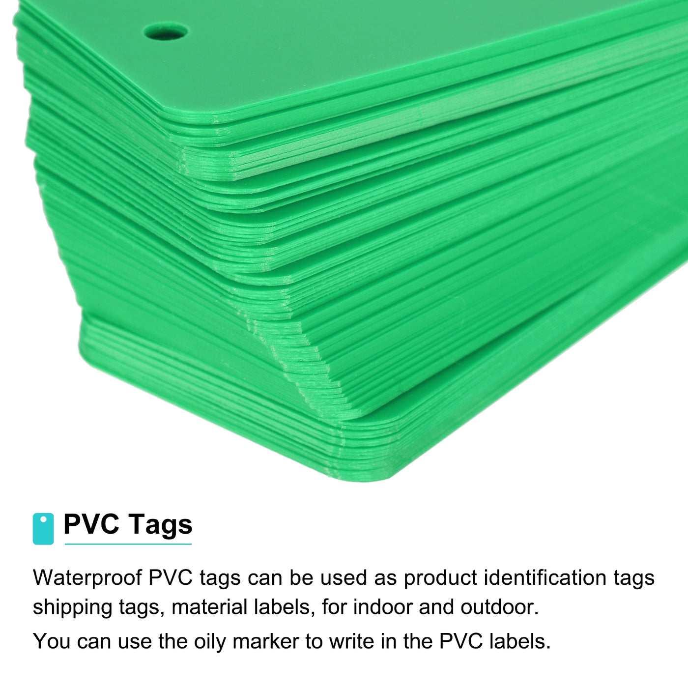 Harfington Waterproof Eyelet Hole Plastic Tags,Outdoor Tags,3.5x6cm Light Green 100 Pcs