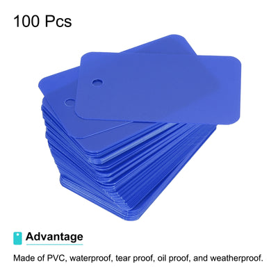 Harfington Waterproof Eyelet Hole Plastic Tags,Outdoor Tags,3.5x6cm Blue 100 Pcs