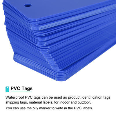 Harfington Waterproof Eyelet Hole Plastic Tags,Outdoor Tags,3.5x6cm Blue 100 Pcs