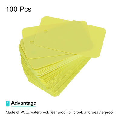 Harfington Waterproof Eyelet Hole Plastic Tags,Outdoor Tags,3.5x6cm Yellow 100 Pcs