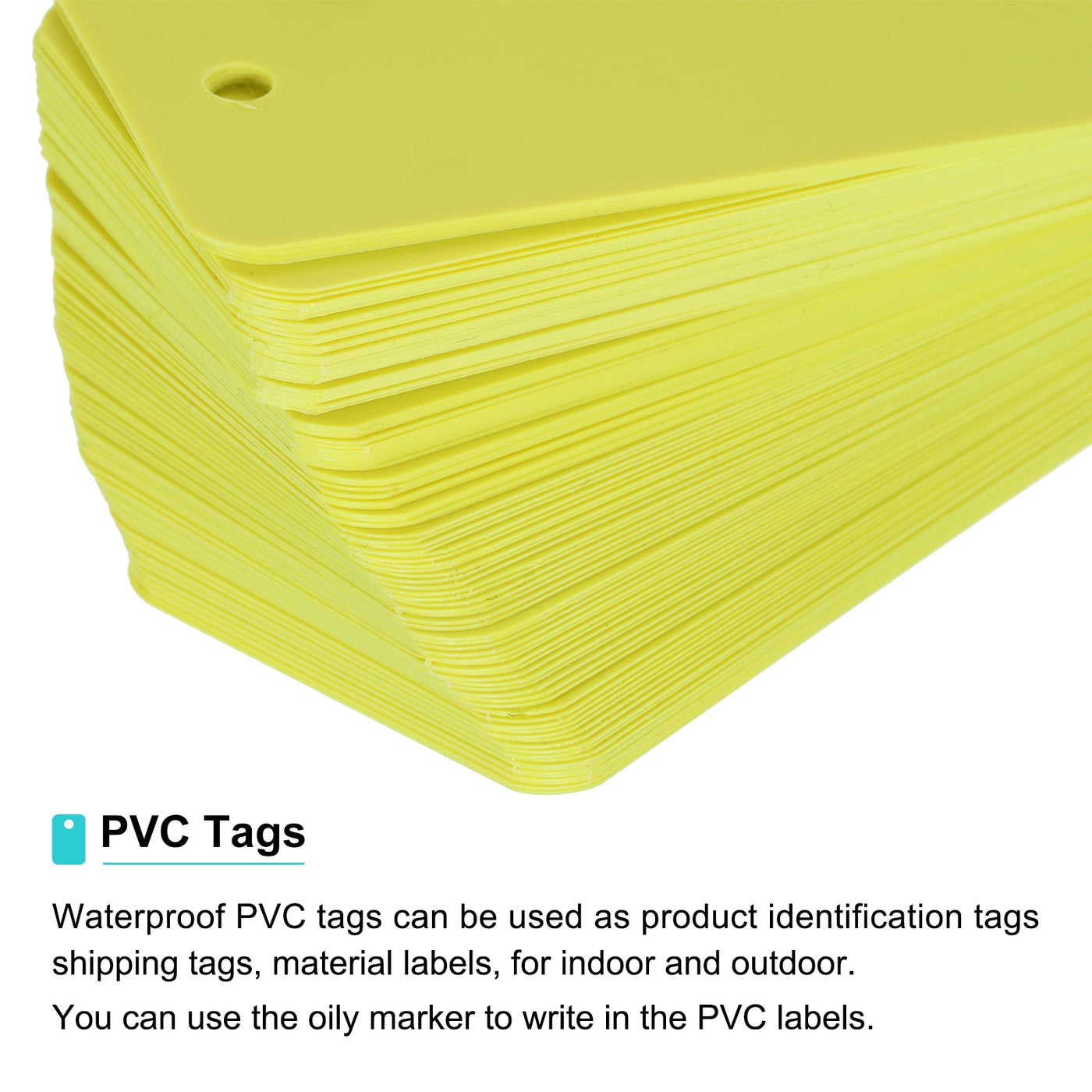 Harfington Waterproof Eyelet Hole Plastic Tags,Outdoor Tags,3.5x6cm Yellow 100 Pcs