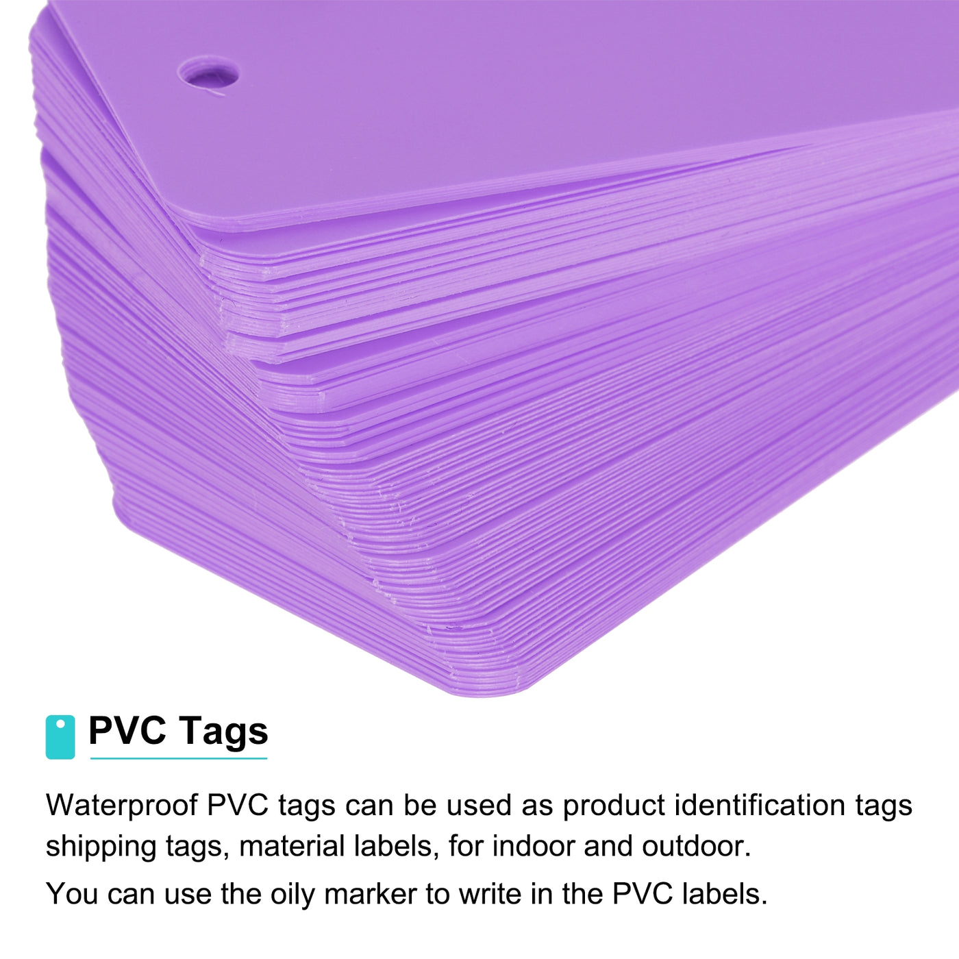 Harfington Waterproof Eyelet Hole Plastic Tags,Outdoor Tags,3.5x6cm Purple 100 Pcs