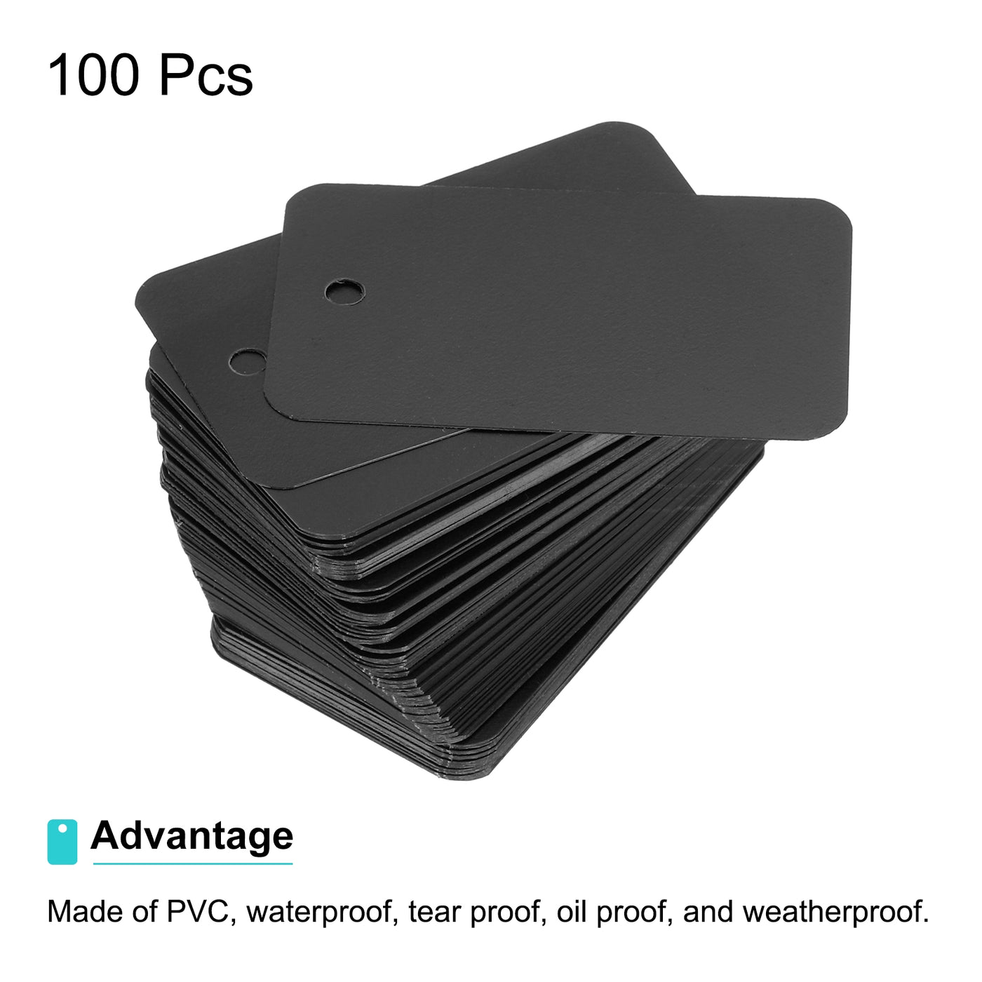 Harfington Waterproof Eyelet Hole Plastic Tags,Outdoor Tags,3.5x6cm Black 100 Pcs