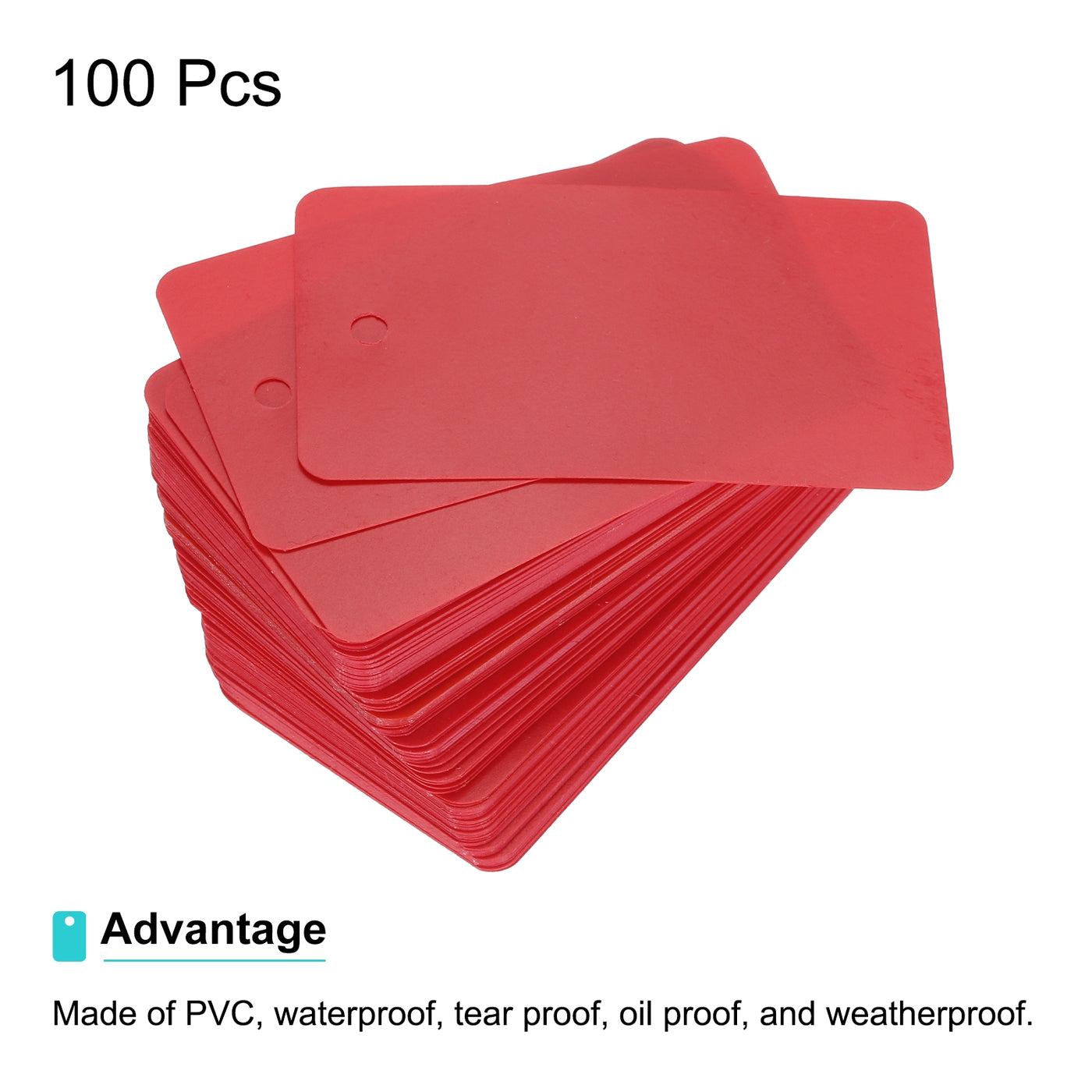 Harfington Waterproof Eyelet Hole Plastic Tags,Outdoor Tags,4x7cm Red 100 Pcs