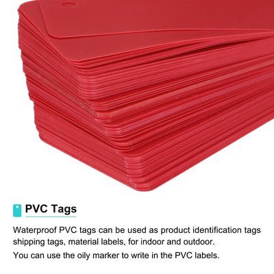 Harfington Waterproof Eyelet Hole Plastic Tags,Outdoor Tags,4x7cm Red 100 Pcs