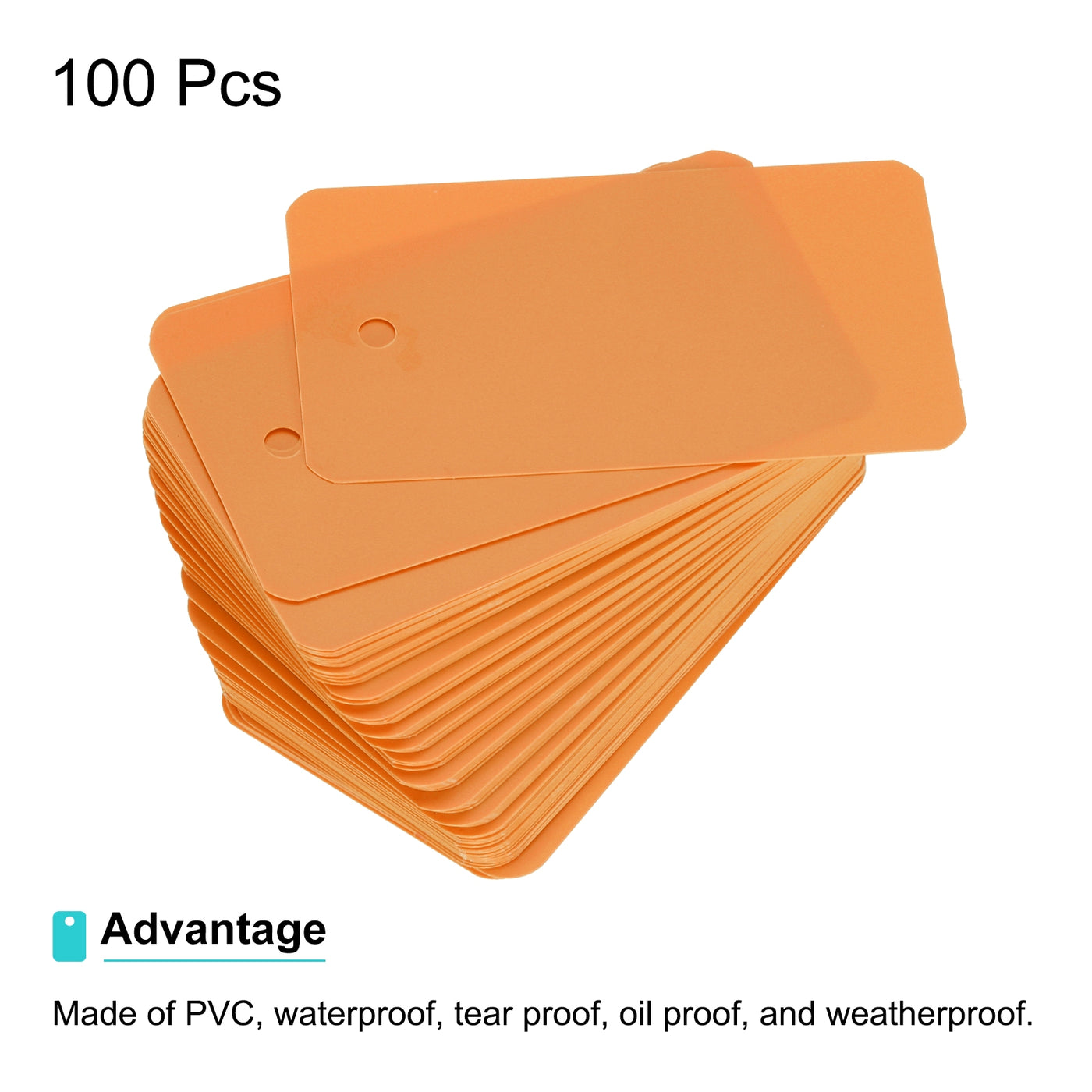 Harfington Waterproof Eyelet Hole Plastic Tags,Outdoor Tags,4x7cm Orange 100 Pcs