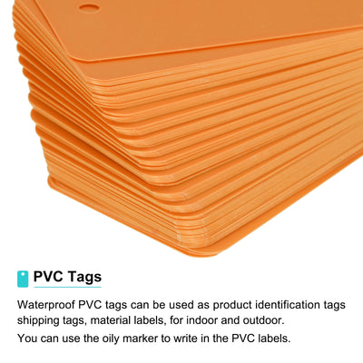 Harfington Waterproof Eyelet Hole Plastic Tags,Outdoor Tags,4x7cm Orange 100 Pcs