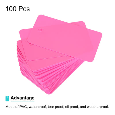 Harfington Waterproof Eyelet Hole Plastic Tags,Outdoor Tags,4x7cm Pink 100 Pcs