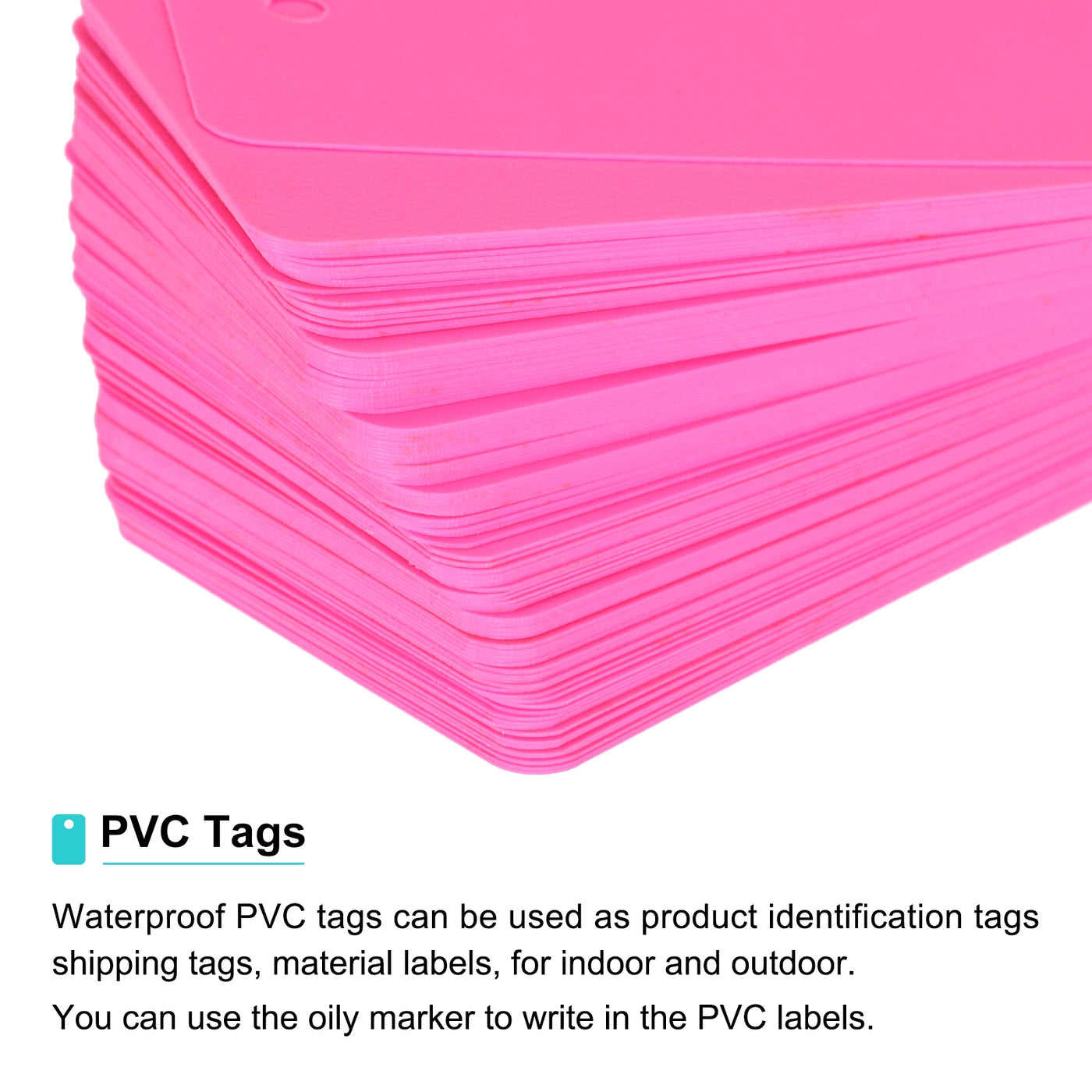 Harfington Waterproof Eyelet Hole Plastic Tags,Outdoor Tags,4x7cm Pink 100 Pcs