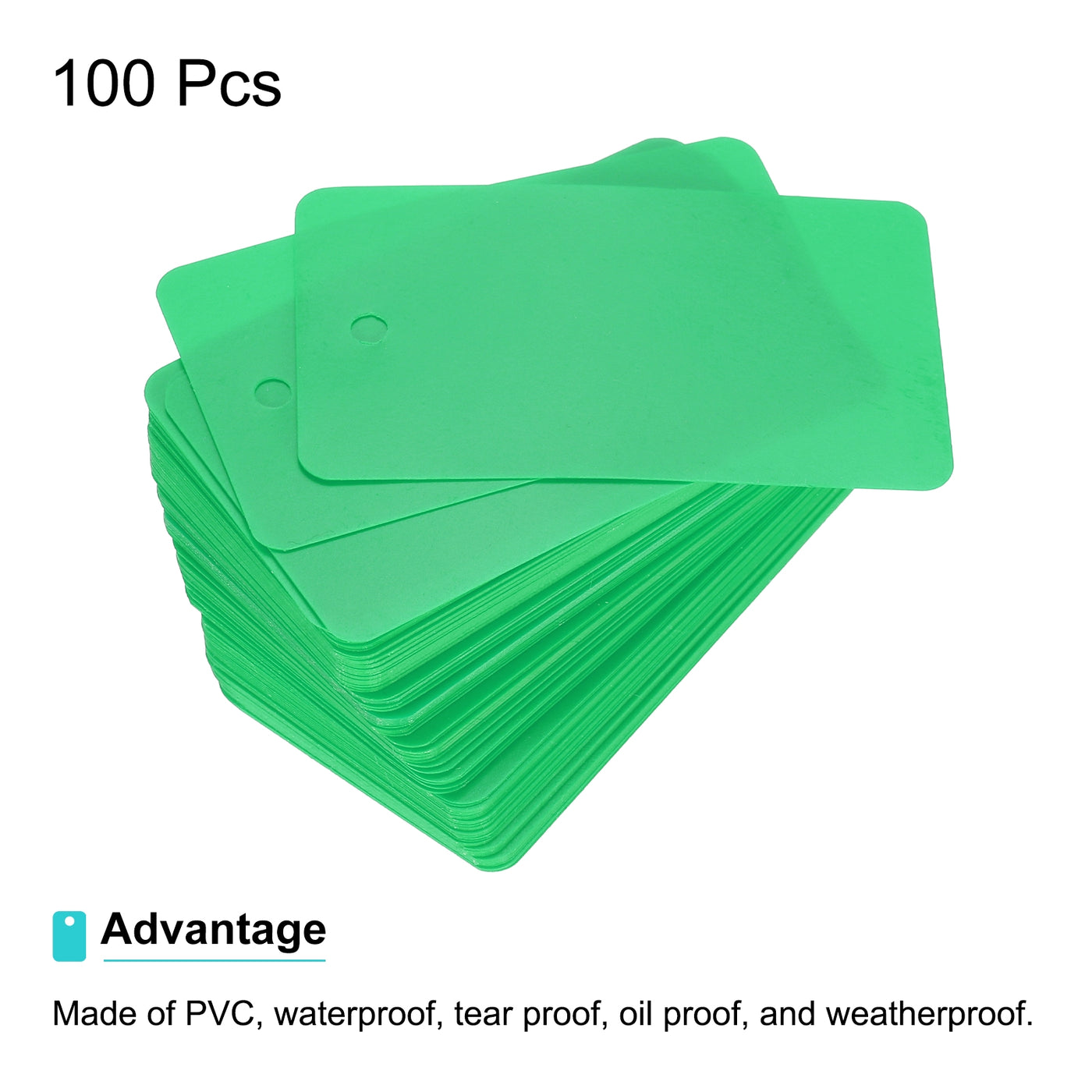 Harfington Waterproof Eyelet Hole Plastic Tags,Outdoor Tags,4x7cm Light Green 100 Pcs