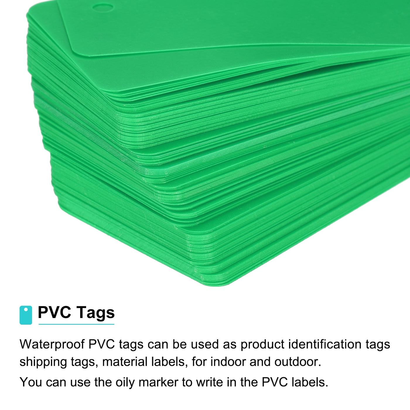 Harfington Waterproof Eyelet Hole Plastic Tags,Outdoor Tags,4x7cm Light Green 100 Pcs