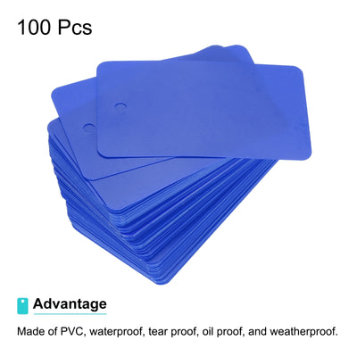 Harfington Waterproof Eyelet Hole Plastic Tags,Outdoor Tags,4x7cm Blue 100 Pcs