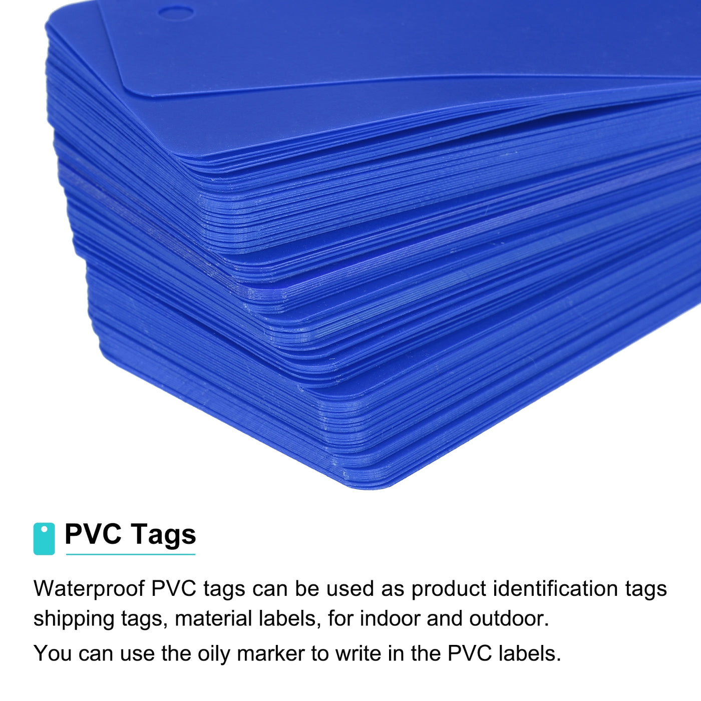 Harfington Waterproof Eyelet Hole Plastic Tags,Outdoor Tags,4x7cm Blue 100 Pcs