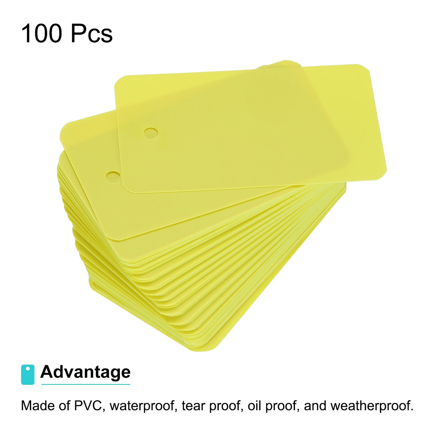 Harfington Waterproof Eyelet Hole Plastic Tags,Outdoor Tags,4x7cm Yellow 100 Pcs