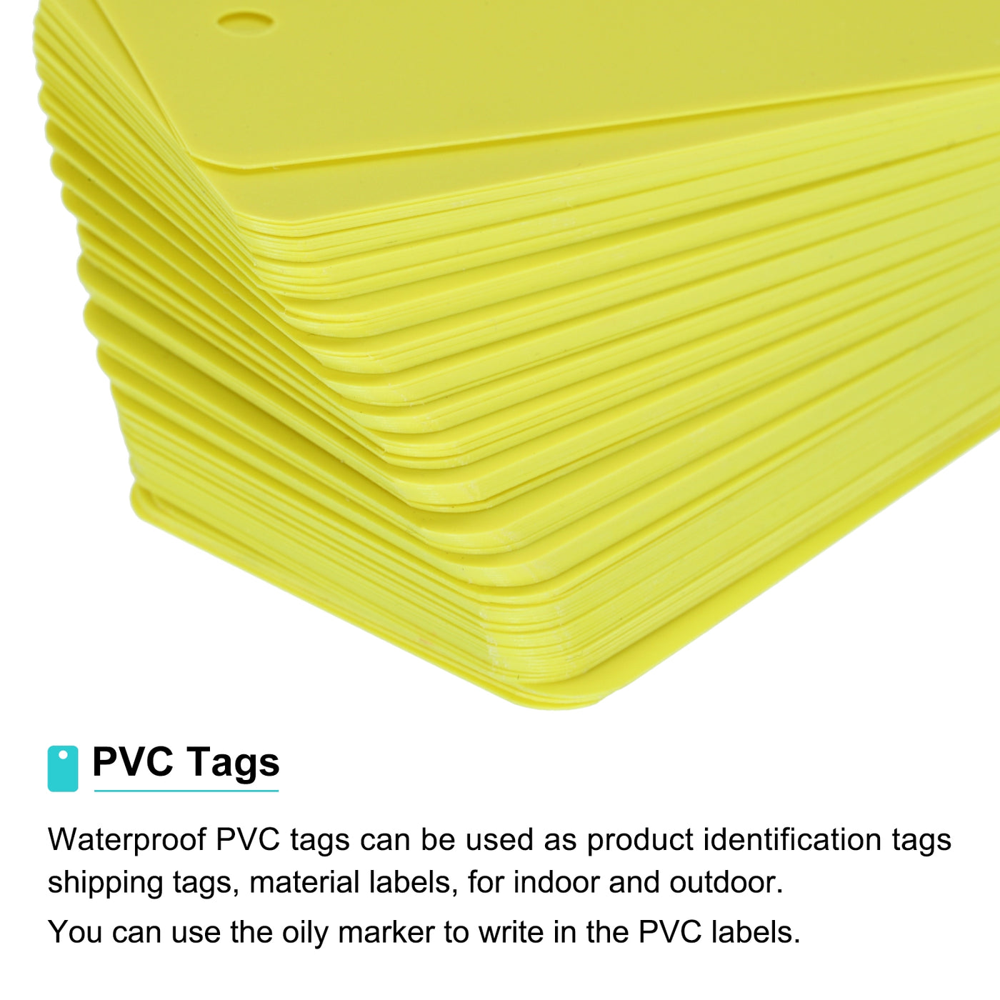 Harfington Waterproof Eyelet Hole Plastic Tags,Outdoor Tags,4x7cm Yellow 100 Pcs