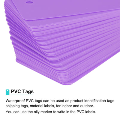 Harfington Waterproof Eyelet Hole Plastic Tags,Outdoor Tags,4x7cm Purple 100 Pcs