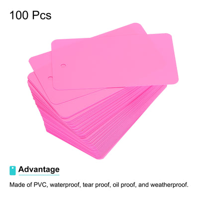 Harfington Waterproof Eyelet Hole Plastic Tags,Outdoor Tags,5x9cm Pink 100 Pcs