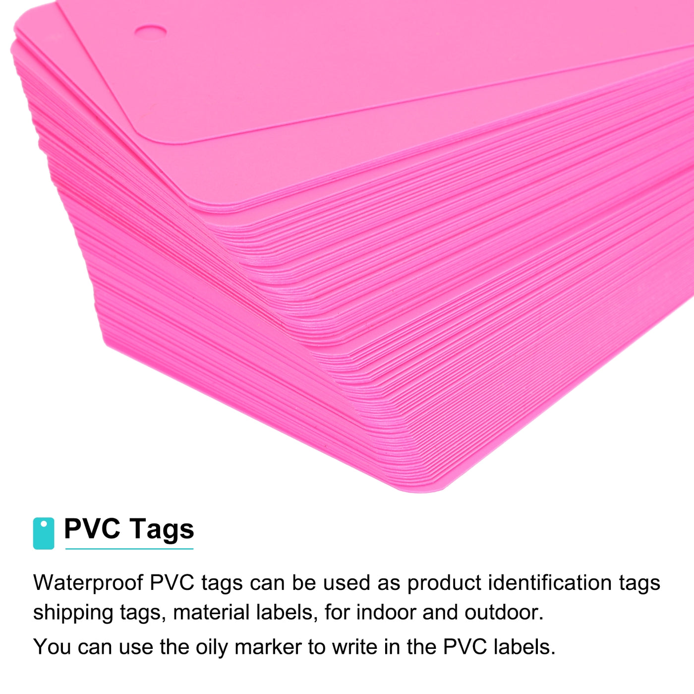 Harfington Waterproof Eyelet Hole Plastic Tags,Outdoor Tags,5x9cm Pink 100 Pcs