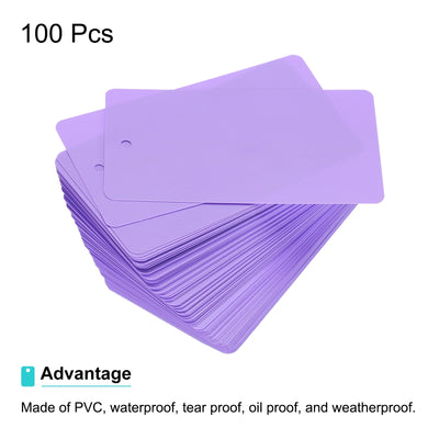 Harfington Waterproof Eyelet Hole Plastic Tags,Outdoor Tags,5x9cm Purple 100 Pcs