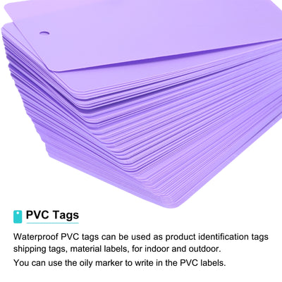 Harfington Waterproof Eyelet Hole Plastic Tags,Outdoor Tags,5x9cm Purple 100 Pcs