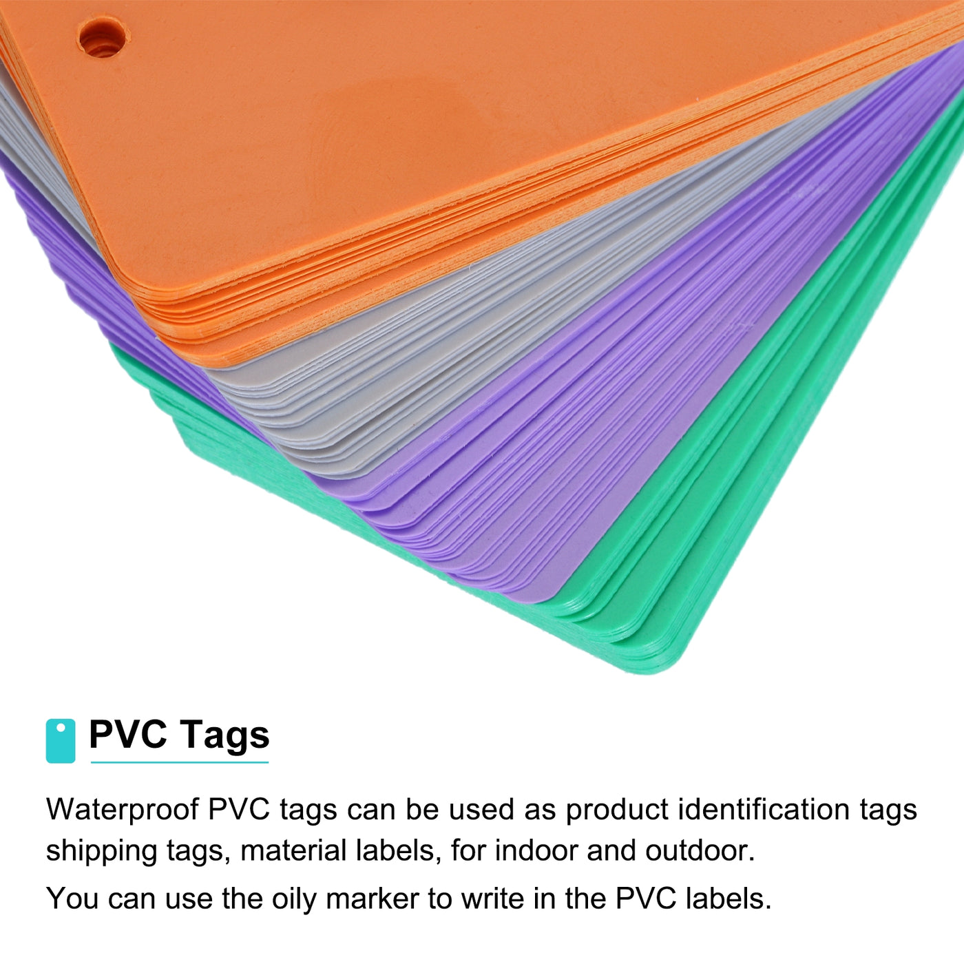 Harfington Waterproof Eyelet Hole Plastic Tags,Outdoor Tags,5x9cm Multicolored 1 Set,100