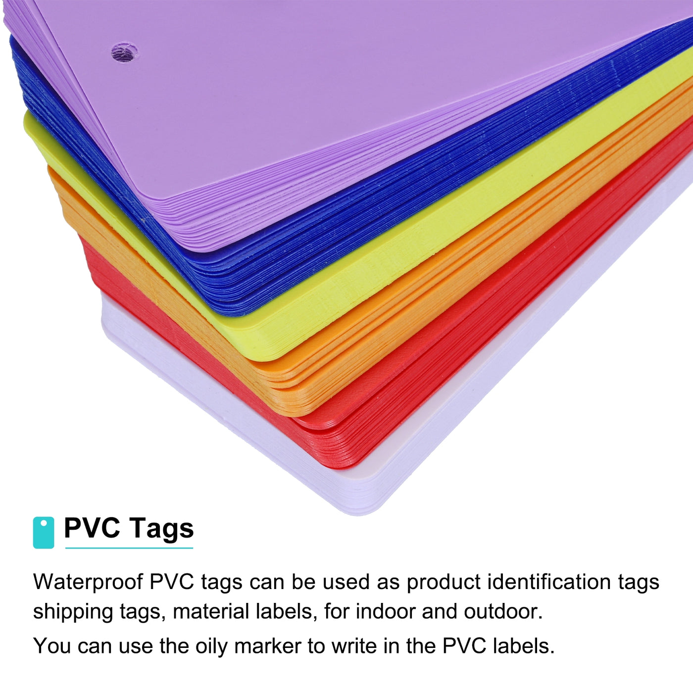 Harfington Waterproof Eyelet Hole Plastic Tags,Outdoor Tags,5x9cm Multicolored 1 Set,150