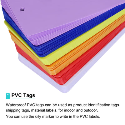 Harfington Waterproof Eyelet Hole Plastic Tags,Outdoor Tags,5x9cm Multicolored 1 Set,150