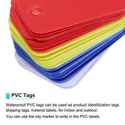 Harfington Waterproof Eyelet Hole Plastic Tags,Outdoor Tags,2x3cm Multicolored 1 Set,100