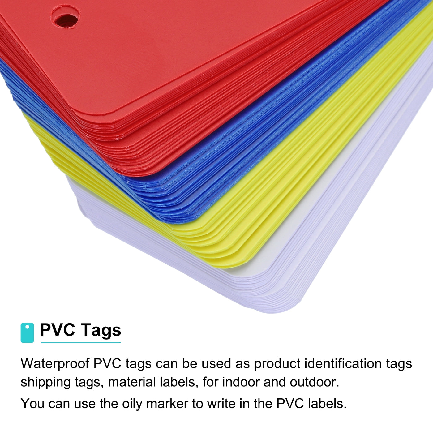 Harfington Waterproof Eyelet Hole Plastic Tags,Outdoor Tags,3.5x6cm Multicolored 1 Set,100