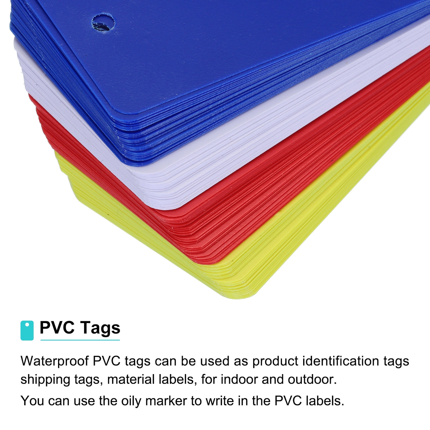 Harfington Waterproof Eyelet Hole Plastic Tags,Outdoor Tags,4x7cm Multicolored,1 Set 100