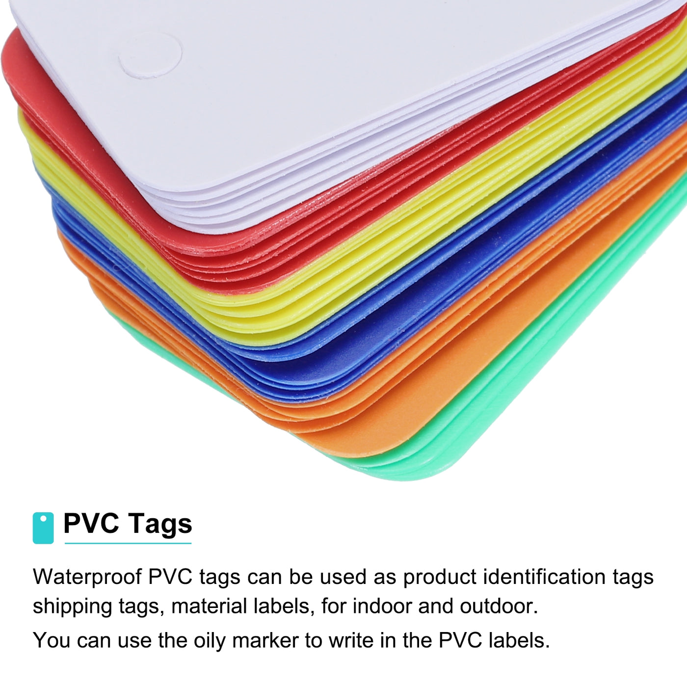 Harfington Waterproof Eyelet Hole Plastic Tags,Outdoor Tags,2x3cm Multicolored 1 Set,150