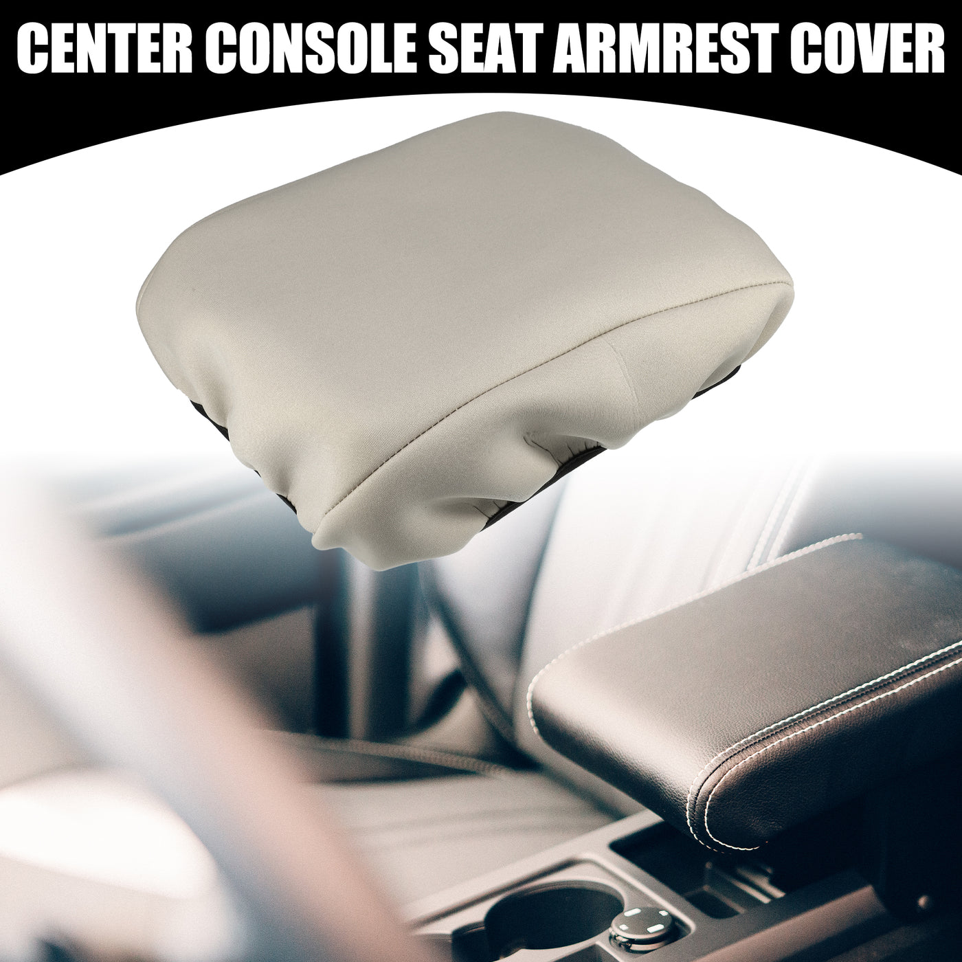 Partuto Center Console Seat Armrest Cover - Car Inner Seat Armrest Lid Storage Covers Trim - for Ford Explorer 2020-2022 Neoprene Fabric Beige - 1 Pc