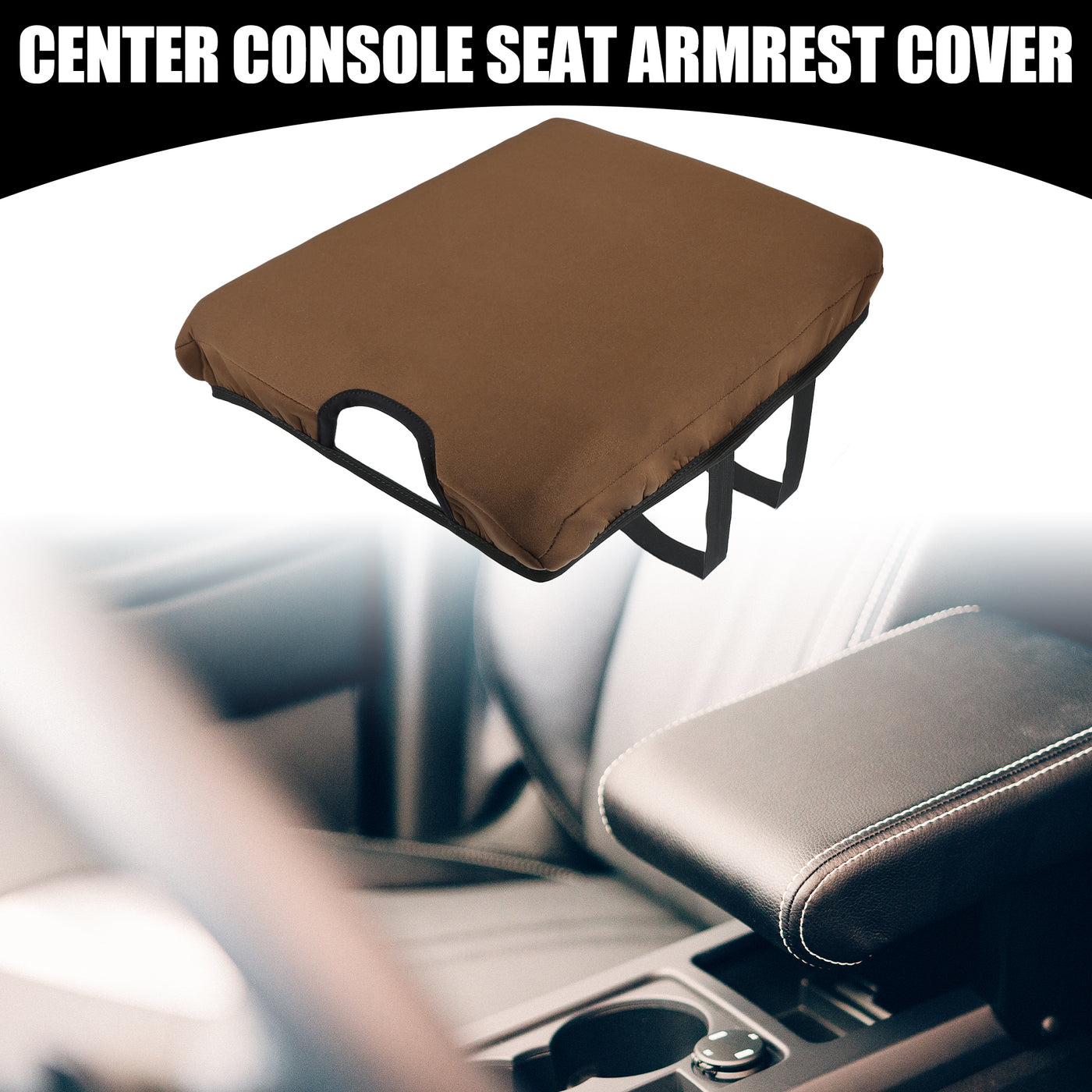 Partuto Center Console Seat Armrest Cover - Car Inner Seat Armrest Lid Storage Covers Trim - for Ford F-150 2015-2022 Neoprene Fabric Brown - 1 Pc