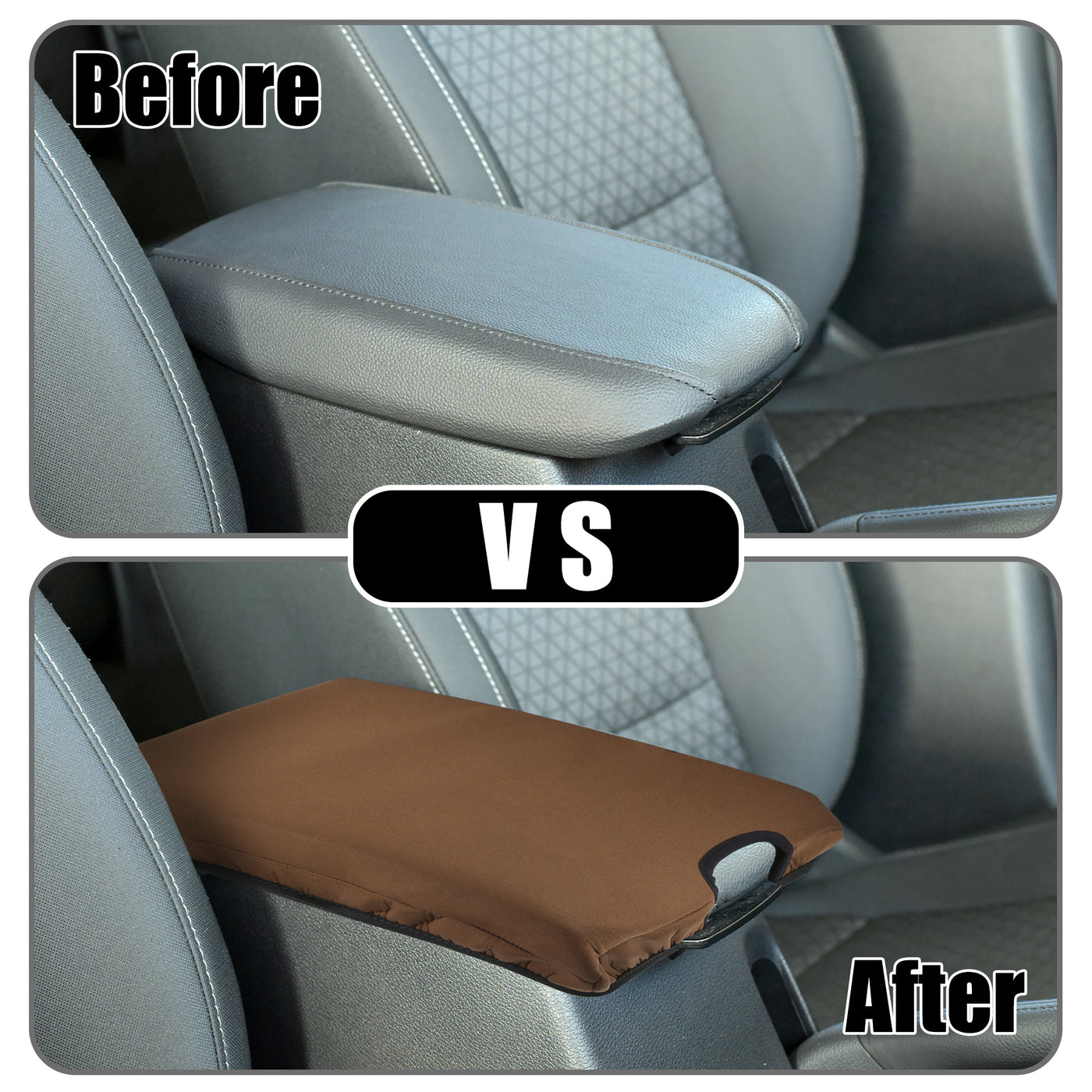 Partuto Center Console Seat Armrest Cover - Car Inner Seat Armrest Lid Storage Covers Trim - for Ford F-150 2015-2022 Neoprene Fabric Brown - 1 Pc