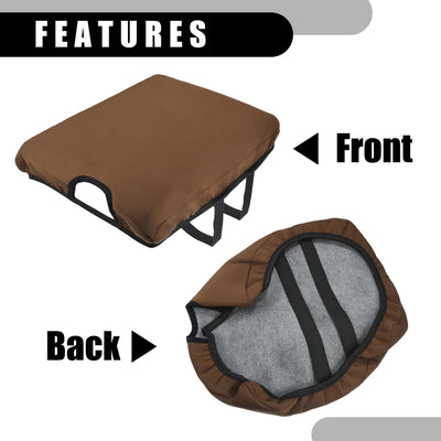 Harfington Center Console Seat Armrest Cover - Car Inner Seat Armrest Lid Storage Covers Trim - for Ford F-150 2015-2022 Neoprene Fabric Brown - 1 Pc