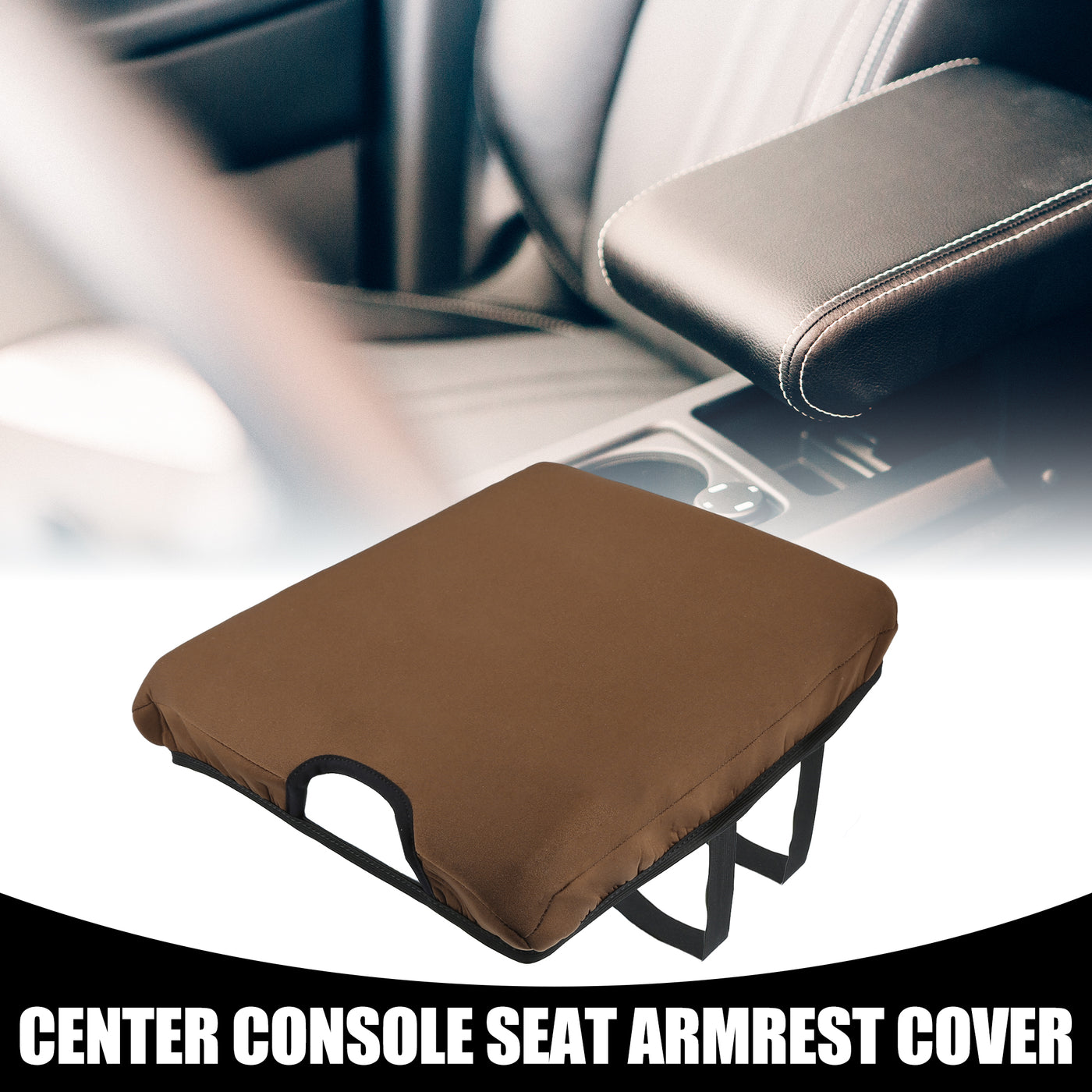 Partuto Center Console Seat Armrest Cover - Car Inner Seat Armrest Lid Storage Covers Trim - for Ford F-150 2015-2022 Neoprene Fabric Brown - 1 Pc