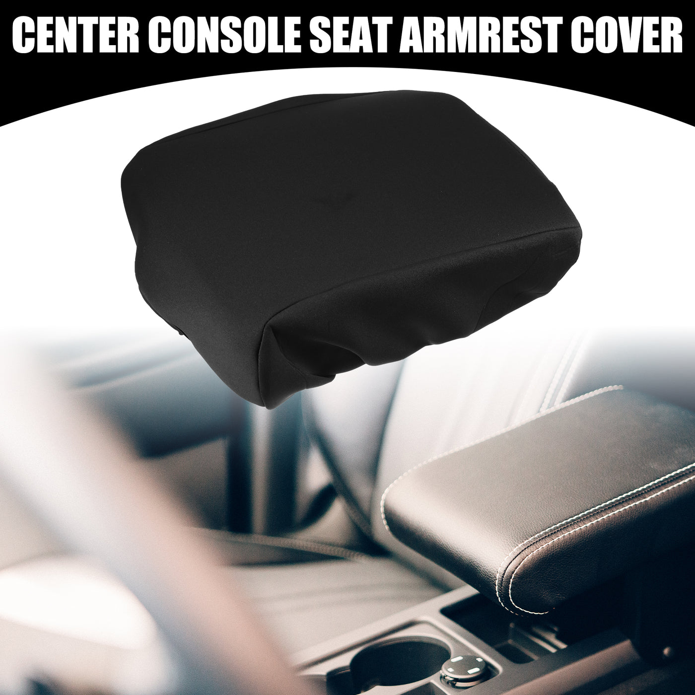 Partuto Center Console Seat Armrest Cover - Car Inner Seat Armrest Lid Storage Covers Trim - for Ford F-150 2021-2023 Neoprene Fabric Black - 1 Pc