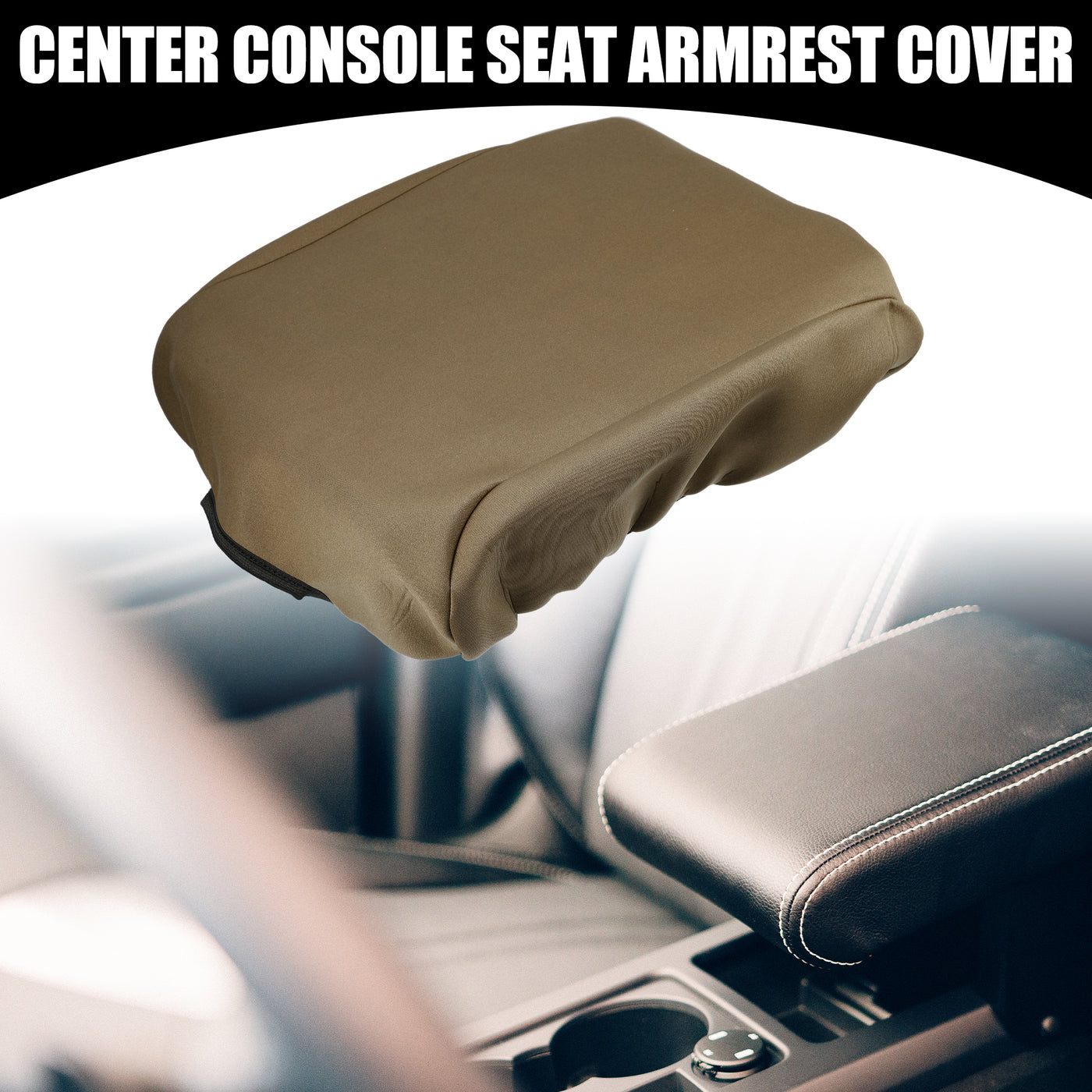 Partuto Center Console Seat Armrest Cover - Car Inner Seat Armrest Lid Storage Covers Trim - for Ford F-150 2021-2023 Neoprene Fabric Brown - 1 Pc