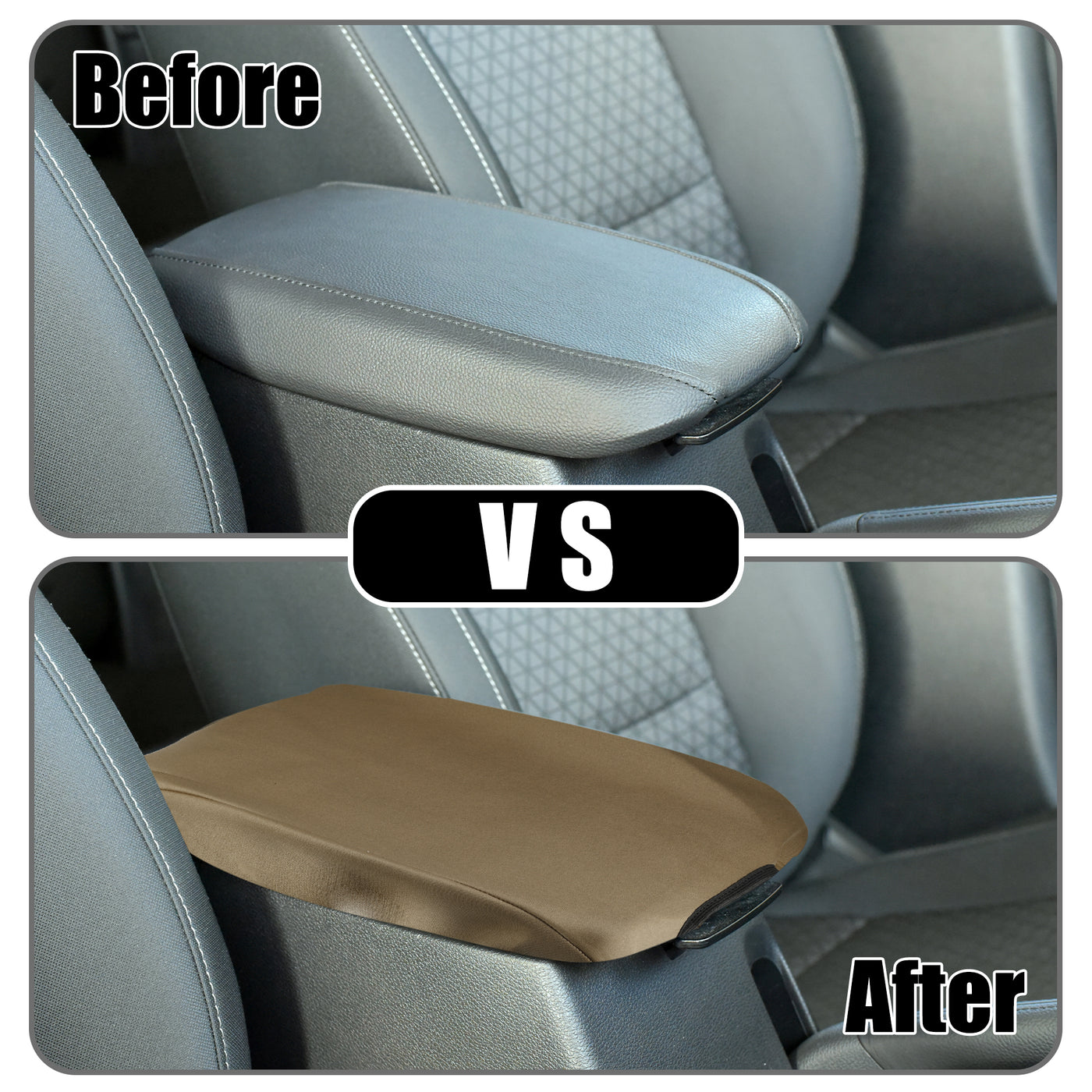 Partuto Center Console Seat Armrest Cover - Car Inner Seat Armrest Lid Storage Covers Trim - for Ford F-150 2021-2023 Neoprene Fabric Brown - 1 Pc