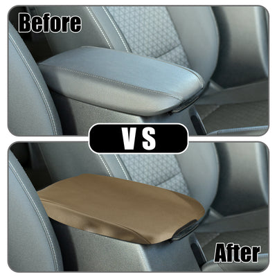 Harfington Center Console Seat Armrest Cover - Car Inner Seat Armrest Lid Storage Covers Trim - for Ford F-150 2021-2023 Neoprene Fabric Brown - 1 Pc