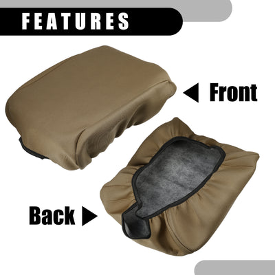 Harfington Center Console Seat Armrest Cover - Car Inner Seat Armrest Lid Storage Covers Trim - for Ford F-150 2021-2023 Neoprene Fabric Brown - 1 Pc