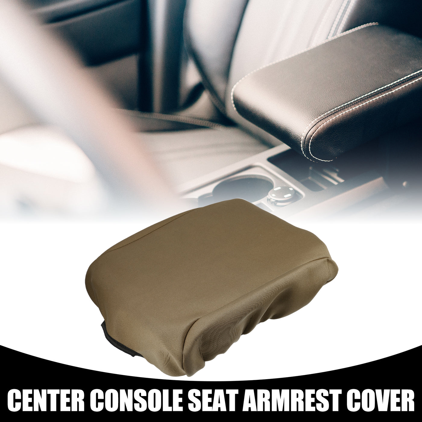 Partuto Center Console Seat Armrest Cover - Car Inner Seat Armrest Lid Storage Covers Trim - for Ford F-150 2021-2023 Neoprene Fabric Brown - 1 Pc