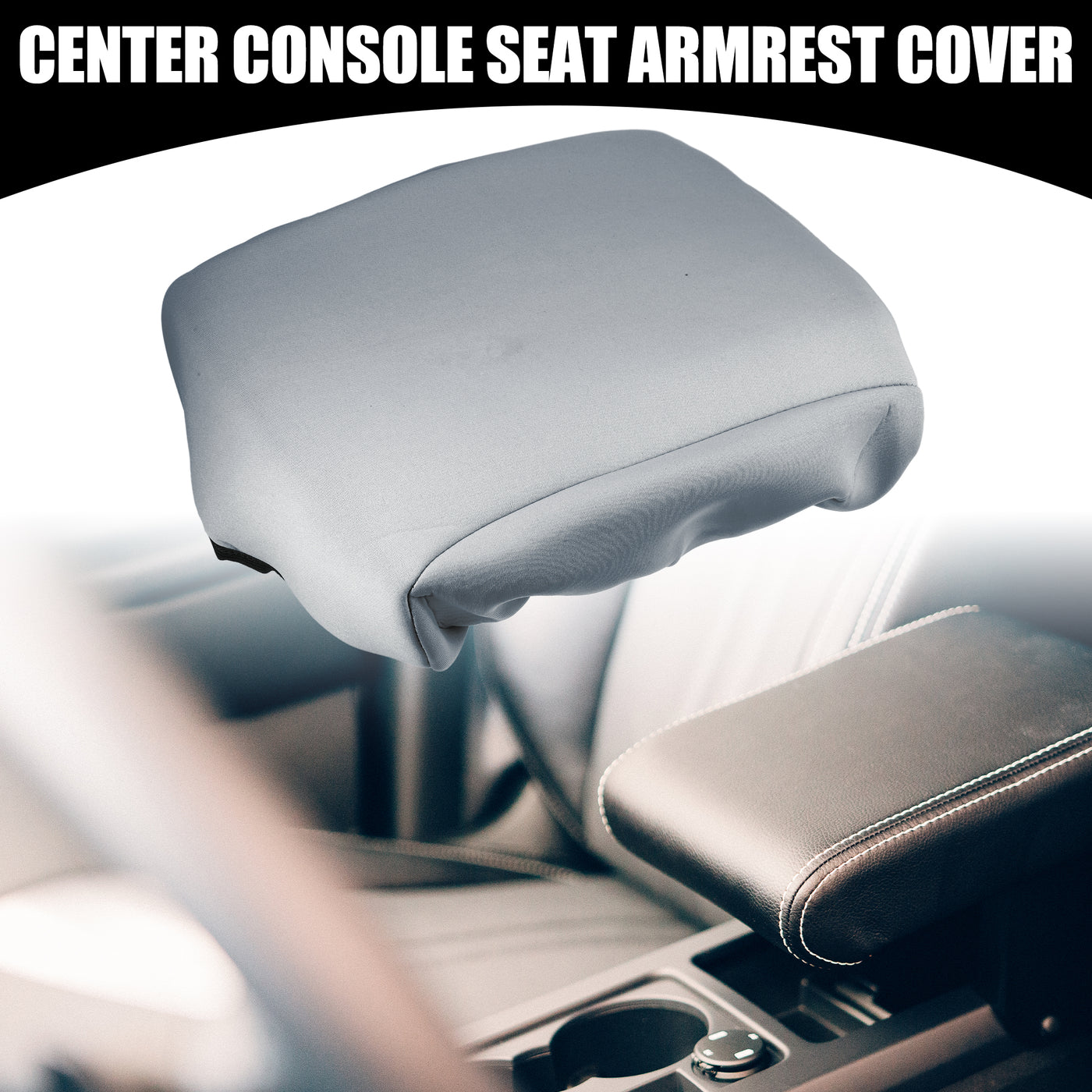 Partuto Center Console Seat Armrest Cover - Car Inner Seat Armrest Lid Storage Covers Trim - for Ford F-150 2021-2023 Neoprene Fabric Gray - 1 Pc