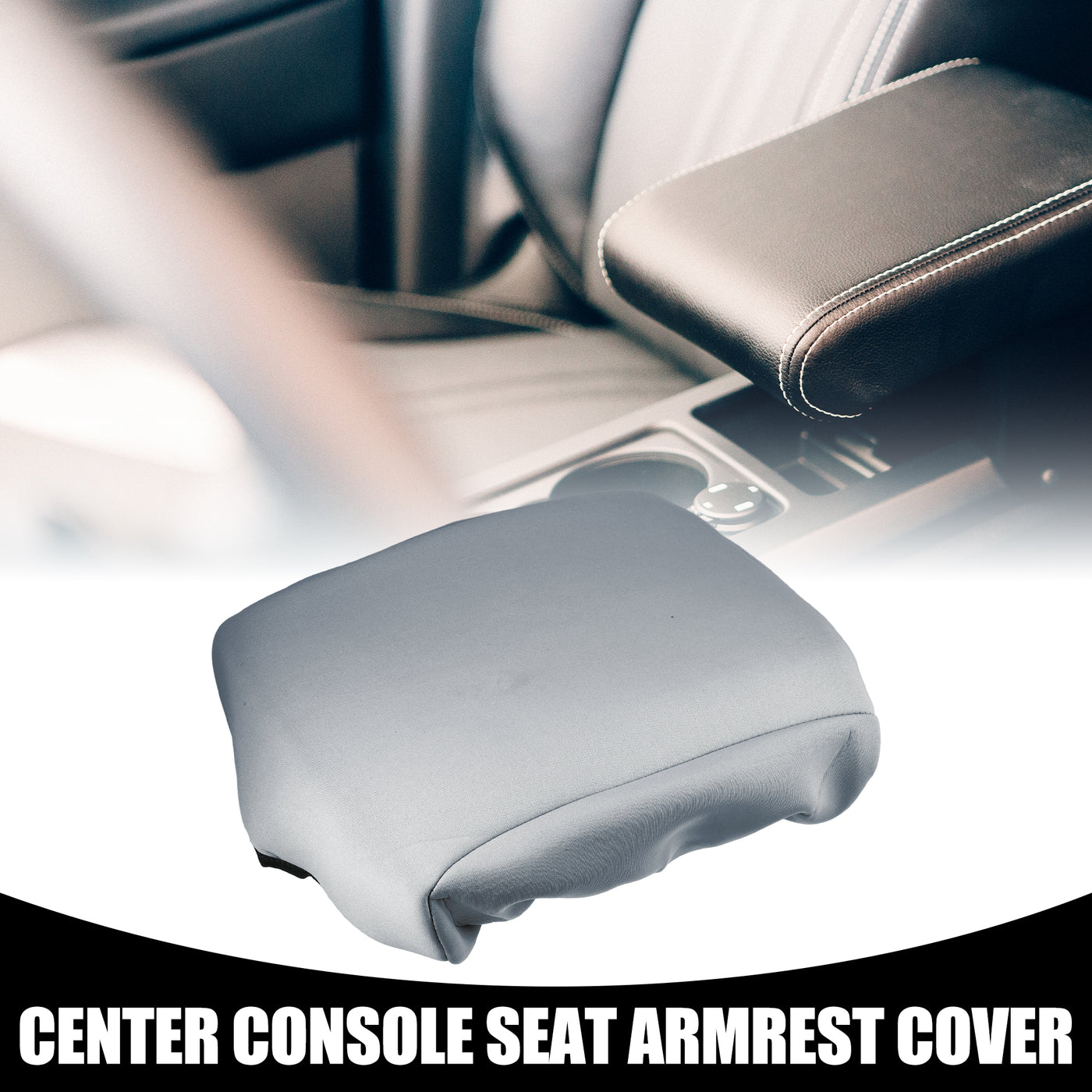 Partuto Center Console Seat Armrest Cover - Car Inner Seat Armrest Lid Storage Covers Trim - for Ford F-150 2021-2023 Neoprene Fabric Gray - 1 Pc