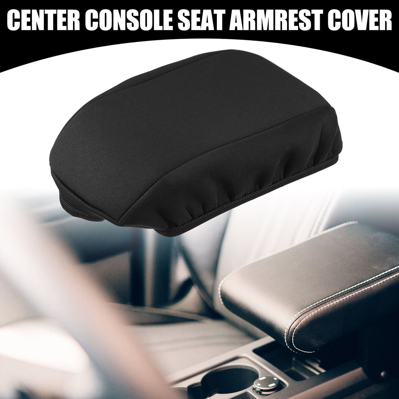 Partuto Center Console Seat Armrest Cover - Car Inner Seat Armrest Lid Storage Covers Trim - for Ford Escape 2017-2019 Neoprene Fabric Black - 1 Pc