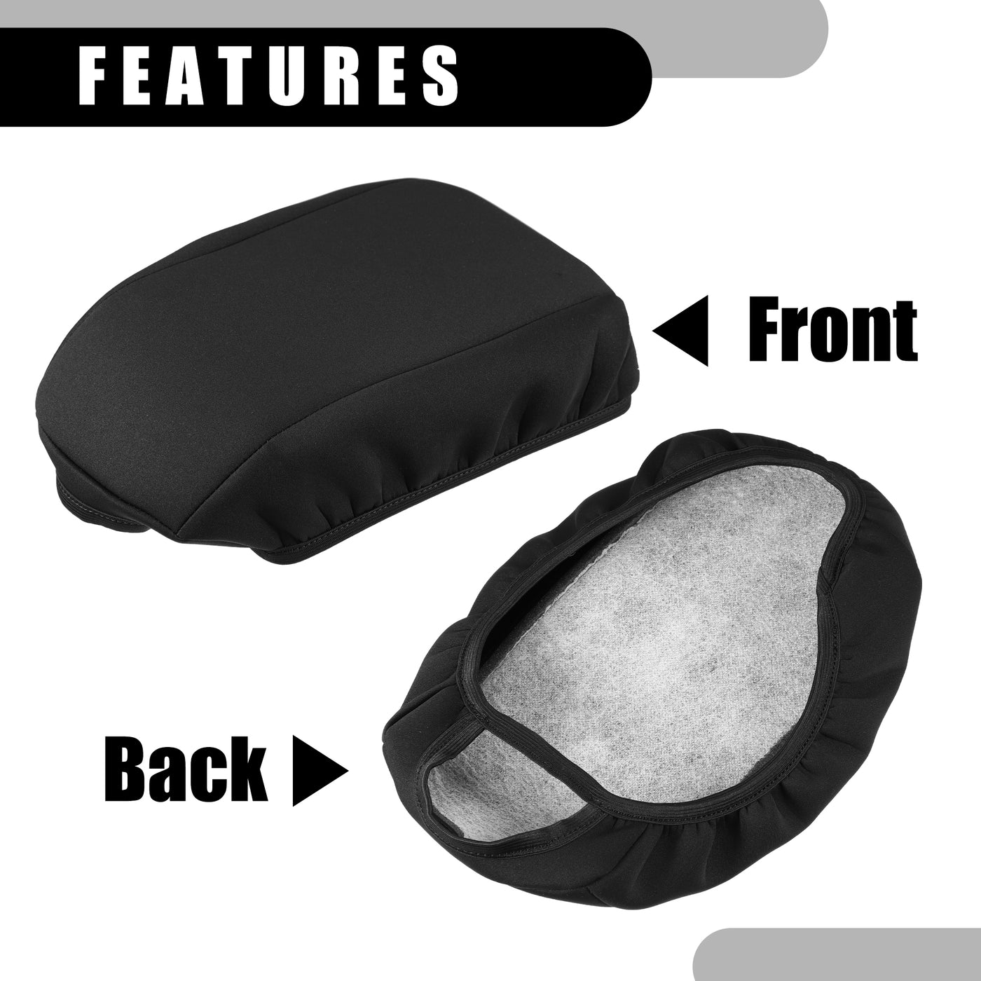 Partuto Center Console Seat Armrest Cover - Car Inner Seat Armrest Lid Storage Covers Trim - for Ford Escape 2017-2019 Neoprene Fabric Black - 1 Pc